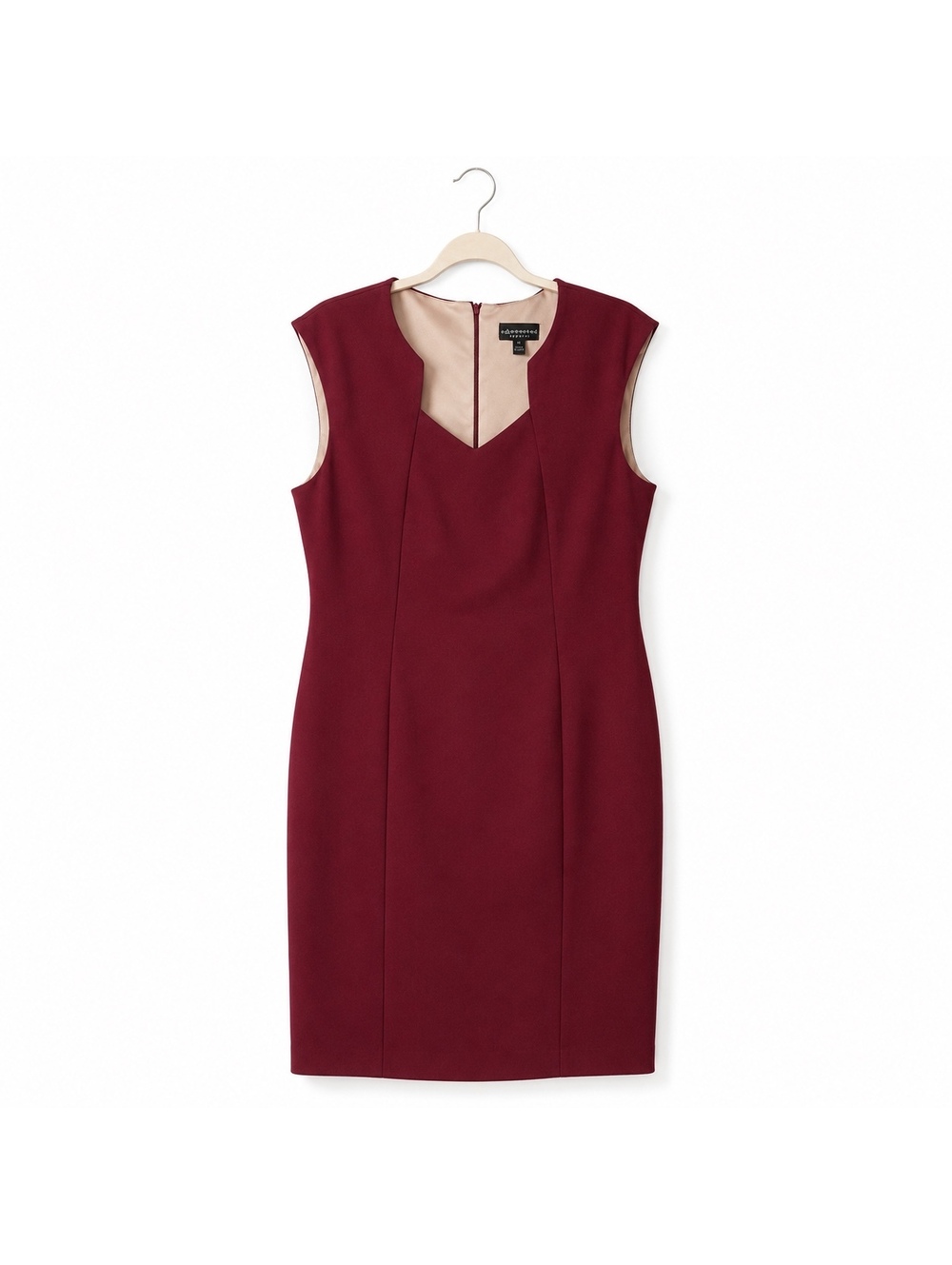 Connected Apparel Women’s Size 14 Burgundy Sheath Cocktail Dress Sleeveless - Picture 2 of 4